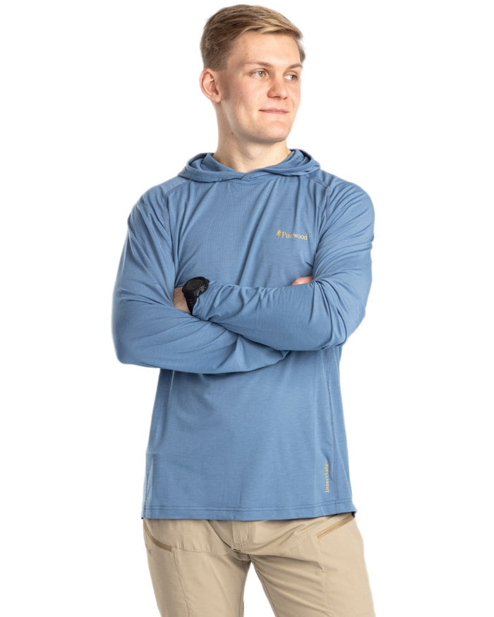 Fog Blue coloured Pinewood Mens Insectsafe Function Hoodie on white background #colour_fog-blue