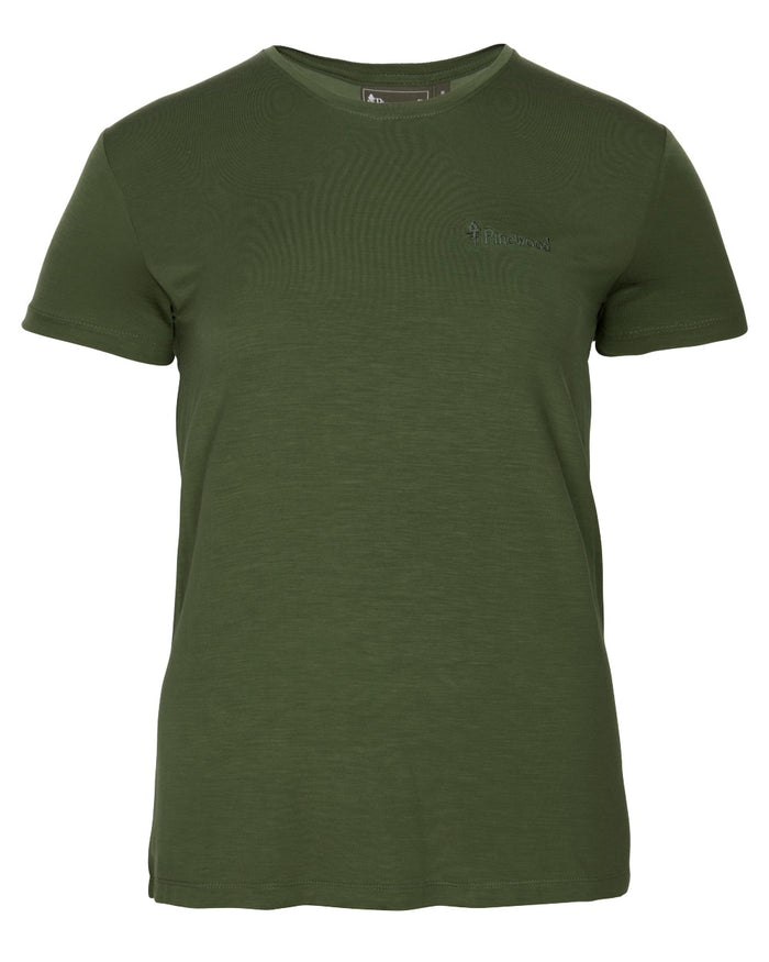 Pine Green coloured Pinewood Womens Active Fast-Dry T-Shirt on white background #colour_pine-green