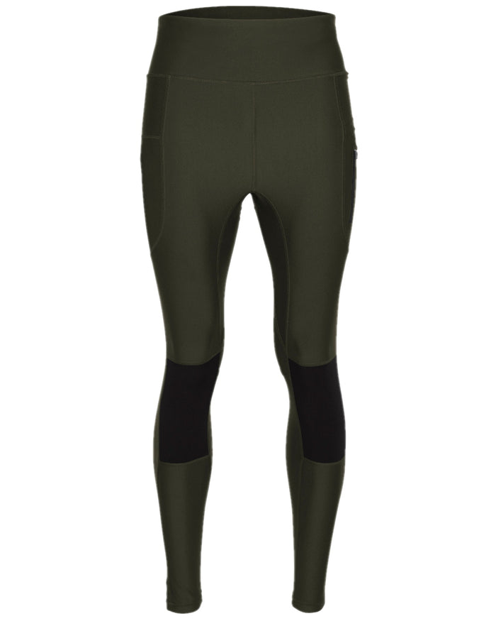 Moss Green Coloured Pinewood Womens Finnveden Active Tights 2.0 on white background #colour_moss-green
