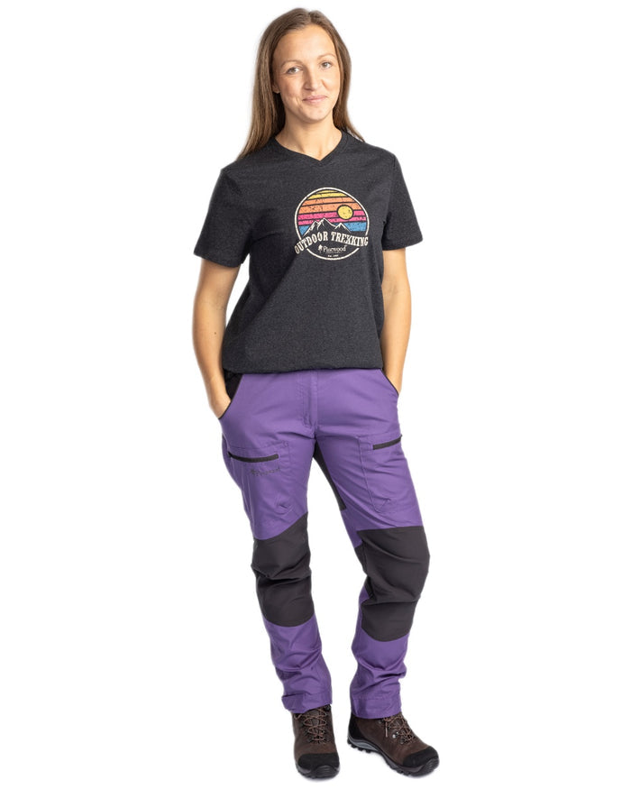 Dark Anthracite Melange coloured Pinewood Womens Finnveden Recycled Outdoor T-Shirt on white background #colour_dark-anthracite-melange