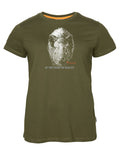 Hunter Olive coloured Pinewood Womens Wild Boar T-Shirt on white background #colour_hunter-olive