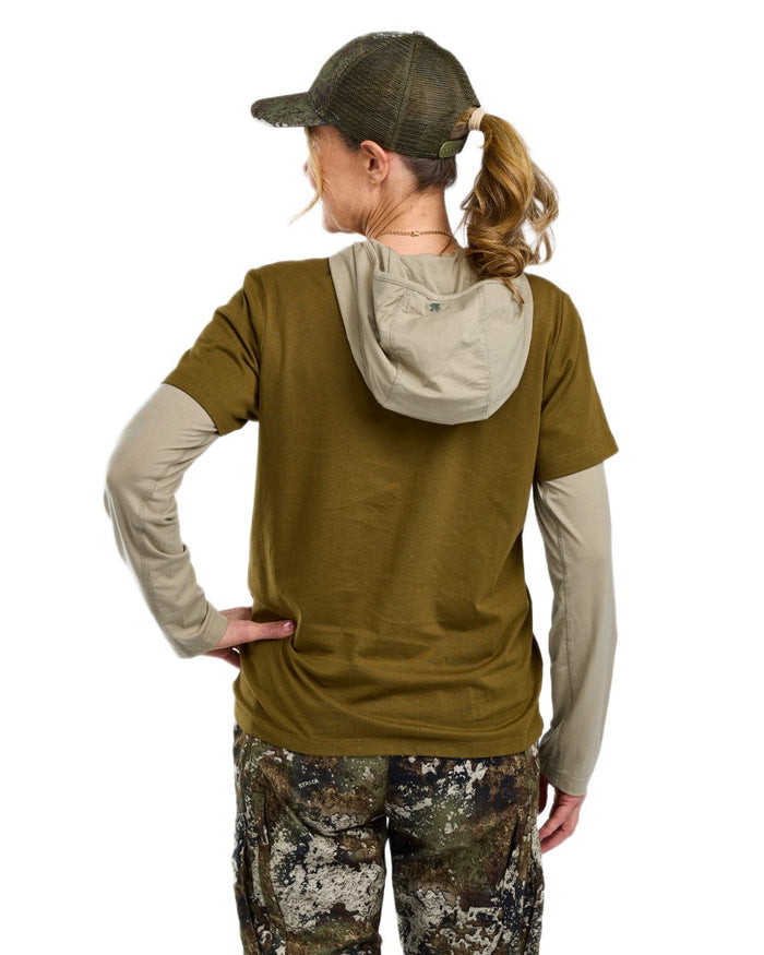 Hunter Olive coloured Pinewood Womens Wild Boar T-Shirt on white background #colour_hunter-olive