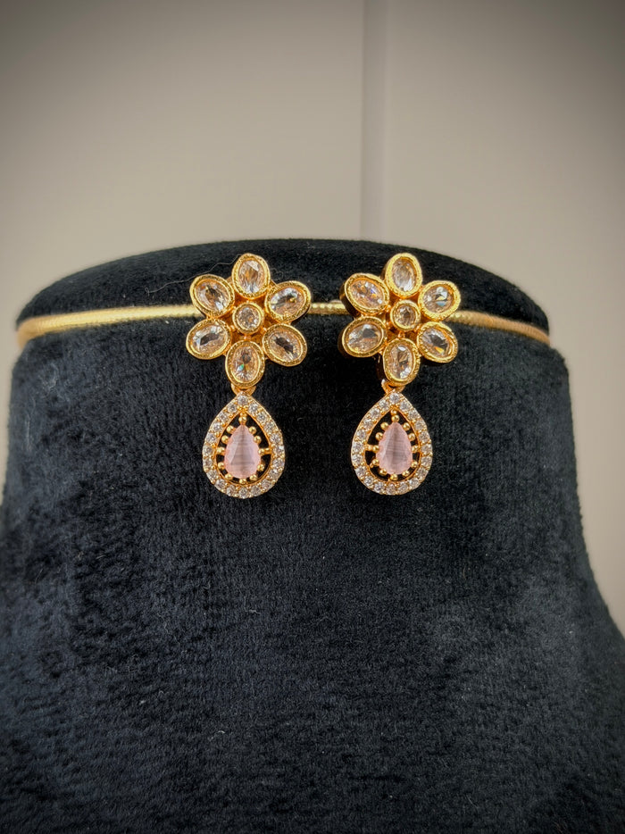 Pink TearDrop Bird Hasli Necklace Set A115