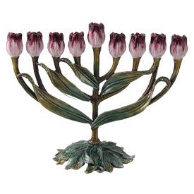 Pink Tulip Enamel Menorah