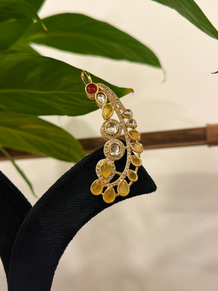 Polki Statement Earrings with Ear Cuffs