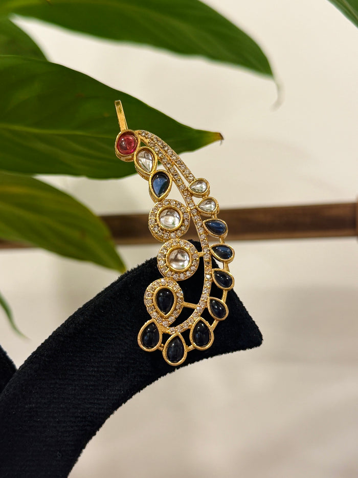 Polki Statement Earrings with Ear Cuffs
