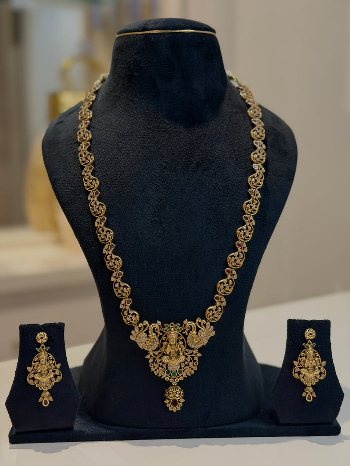 Premium Lakshmi Temple Long Necklace Set