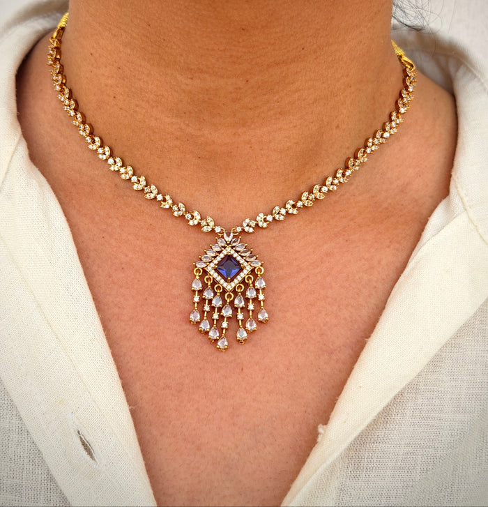 Purple Sunburst Short Necklace Set
