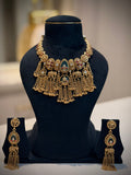 Rajwadi Elephant Motif Multi‑Layer Tassel Choker Necklace Set