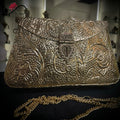 Rajwadi Golden Handcrafted Brass Clutch