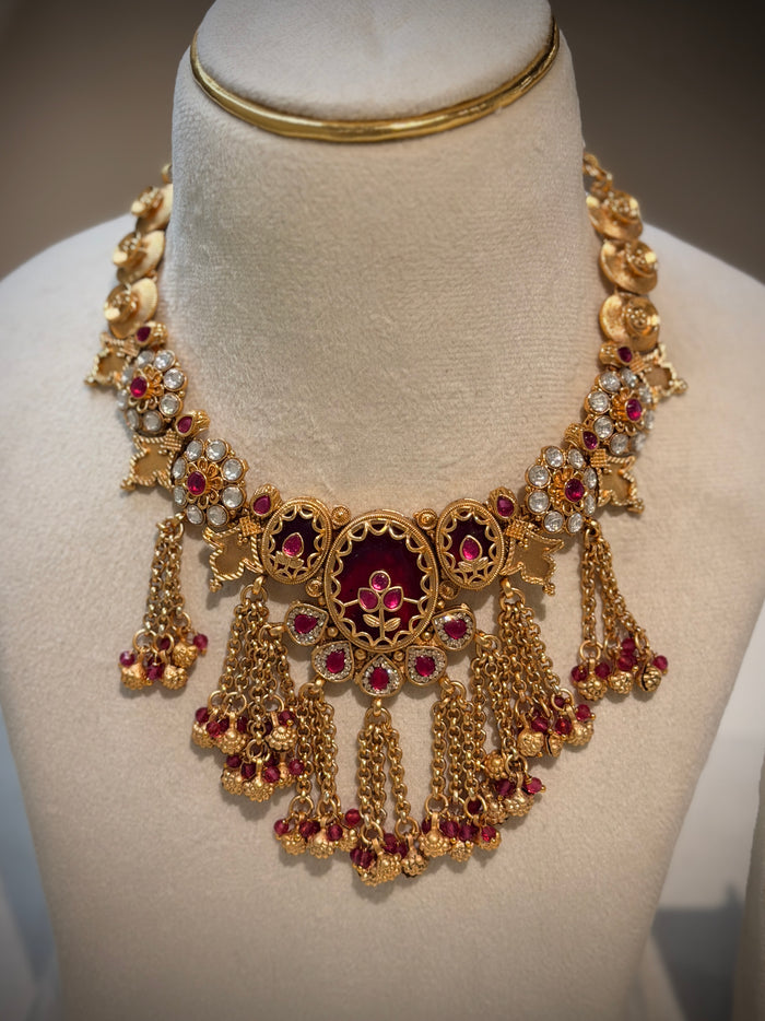 Rajwadi Tassel Designer Choker Necklace Set