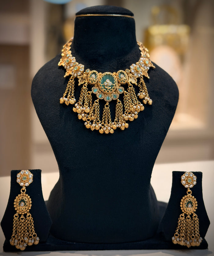 Rajwadi Tassel Designer Choker Necklace Set