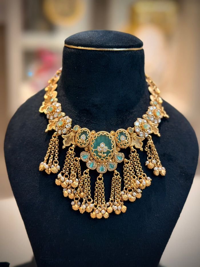 Rajwadi Tassel Designer Choker Necklace Set