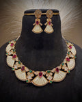 Regal Carved Mother of Pearl Necklace Set