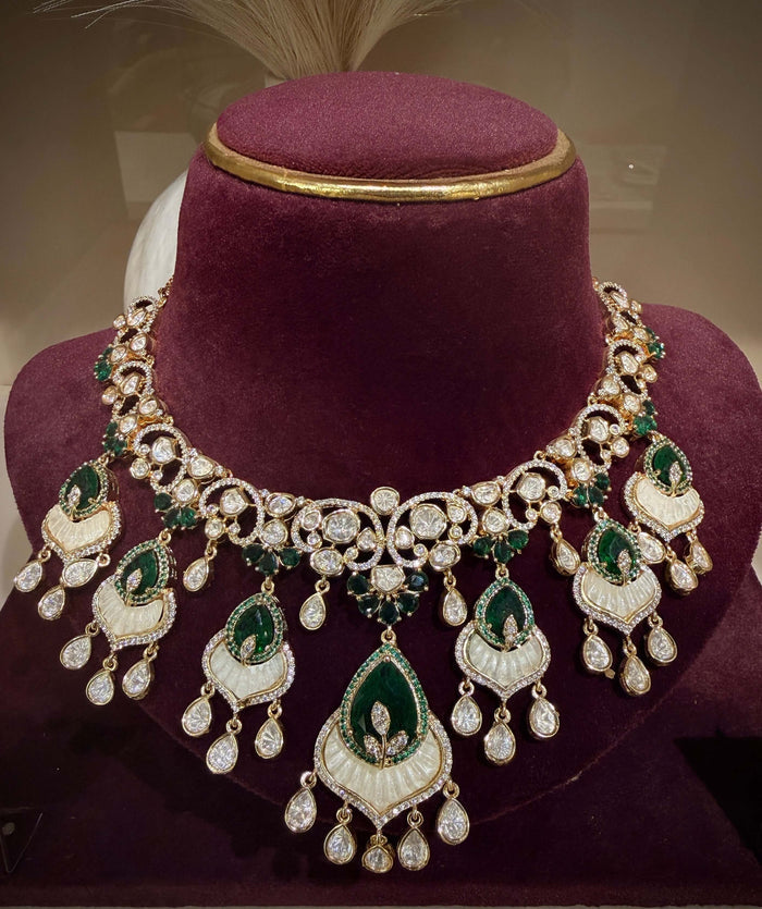 Regal Emerald & Ruby MOP Drop Choker Set