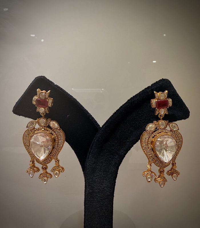 Regal Ruby Polki Double‑Layer Haar Necklace Set
