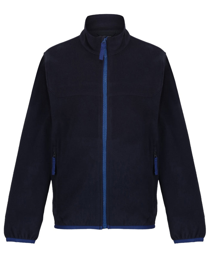Navy coloured Regatta Professional Childrens Full Zip Micro Fleece Jacket on white background #colour_navy