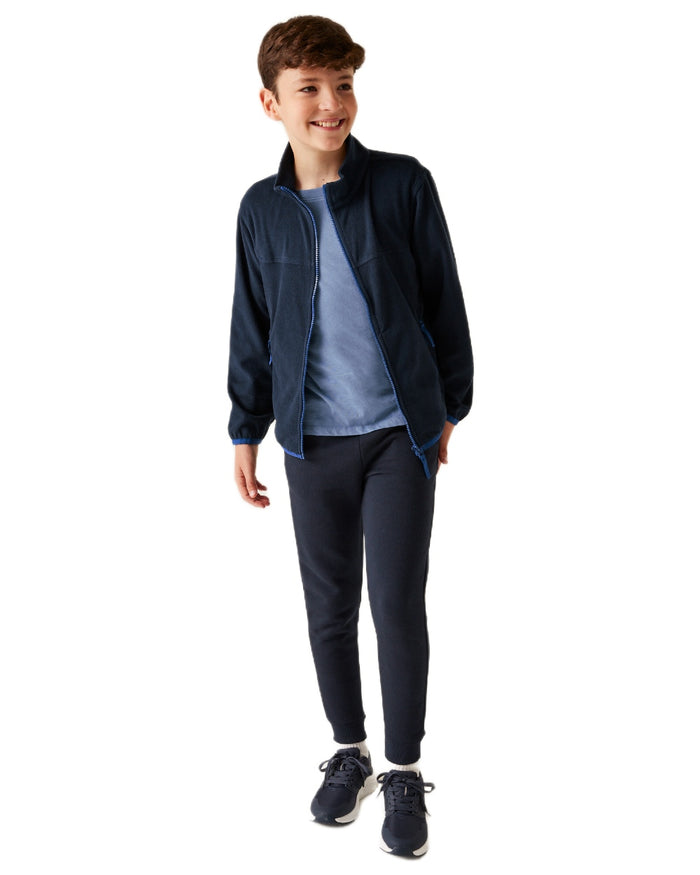 Navy coloured Regatta Professional Childrens Full Zip Micro Fleece Jacket on white background #colour_navy