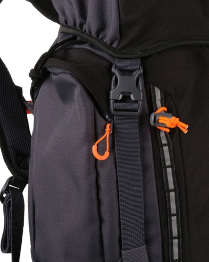 Black Ebony coloured Regatta Professional Ridgetrek 35L Backpack on white background #colour_black-ebony