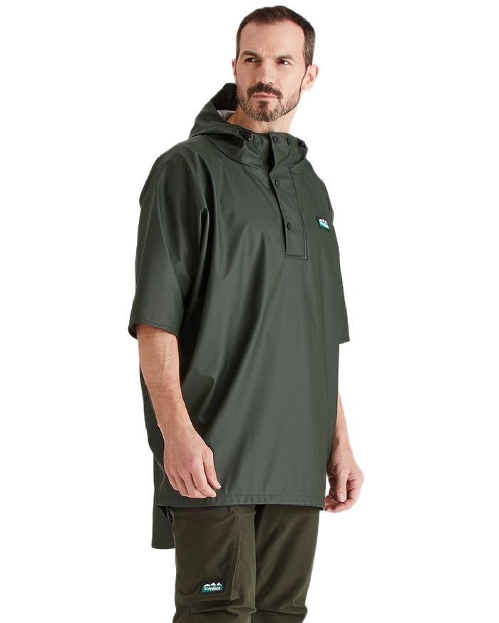 Deep Forest Coloured Ridgeline Signature Poncho on white background #colour_deep-forest