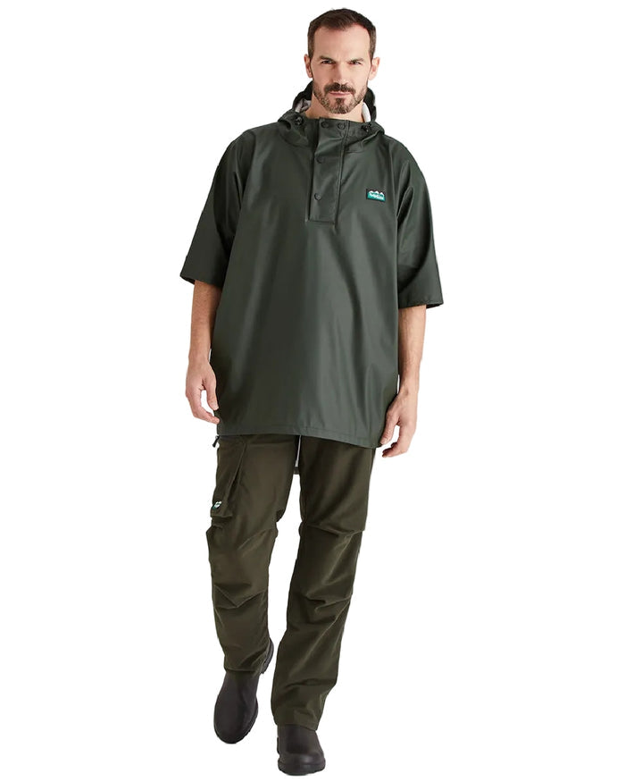 Deep Forest Coloured Ridgeline Signature Poncho on white background #colour_deep-forest