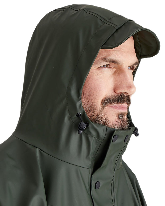 Deep Forest Coloured Ridgeline Signature Poncho on white background #colour_deep-forest