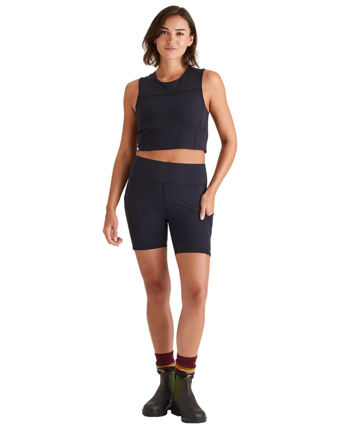 Black Coloured Ridgeline Womens Infinity Shorts on white background #colour_black