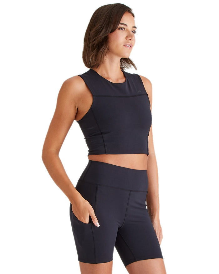 Black Coloured Ridgeline Womens Infinity Shorts on white background #colour_black