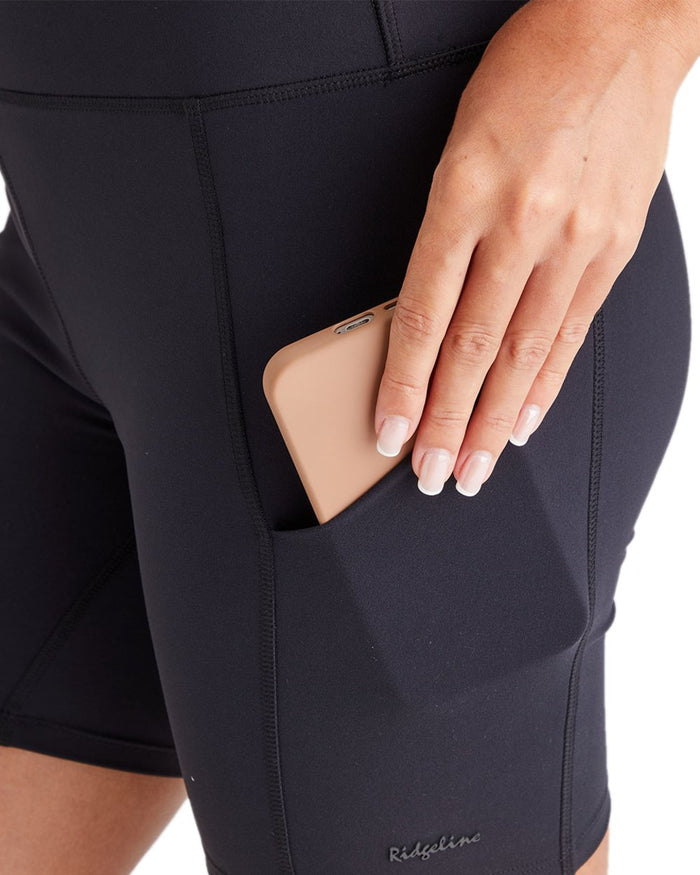 Black Coloured Ridgeline Womens Infinity Shorts on white background #colour_black