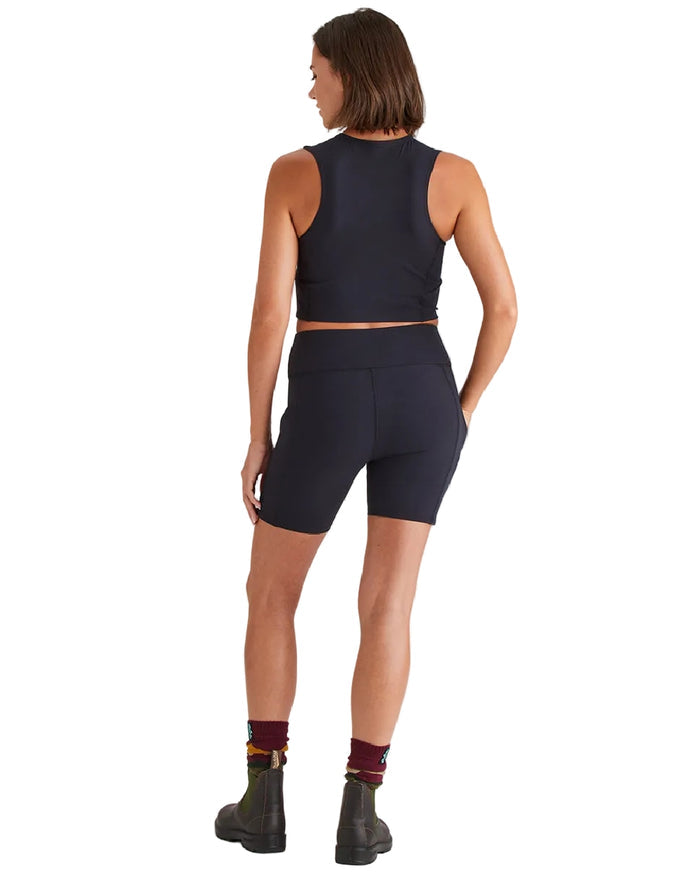 Black Coloured Ridgeline Womens Infinity Shorts on white background #colour_black