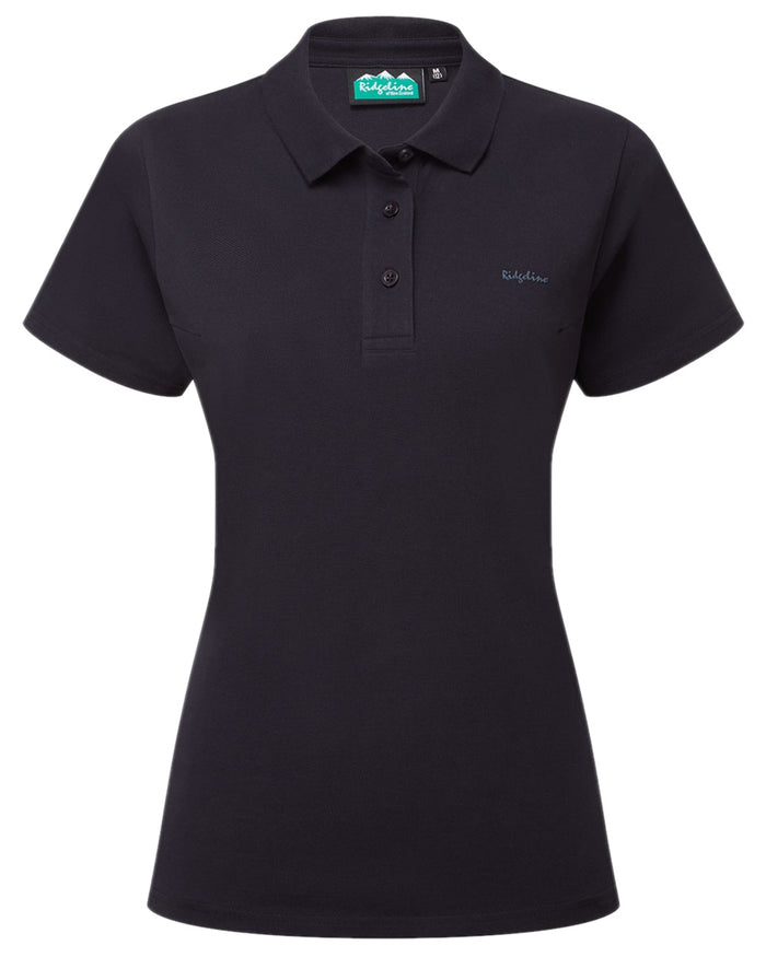 Navy Coloured Ridgeline Womens Signature Polo Shirt on white background #colour_navy