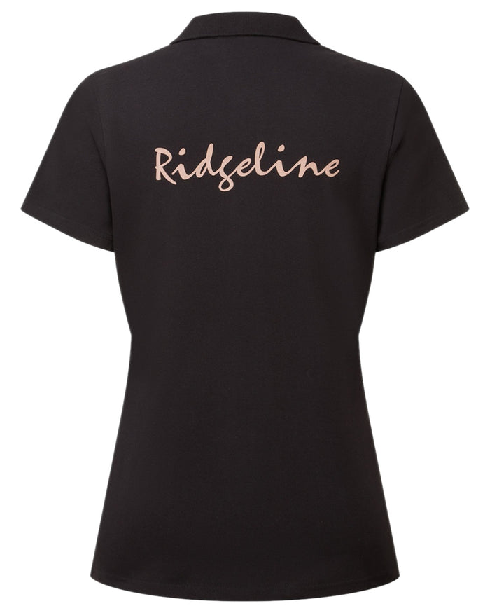 Black Coloured Ridgeline Womens Signature Polo Shirt on white background #colour_black
