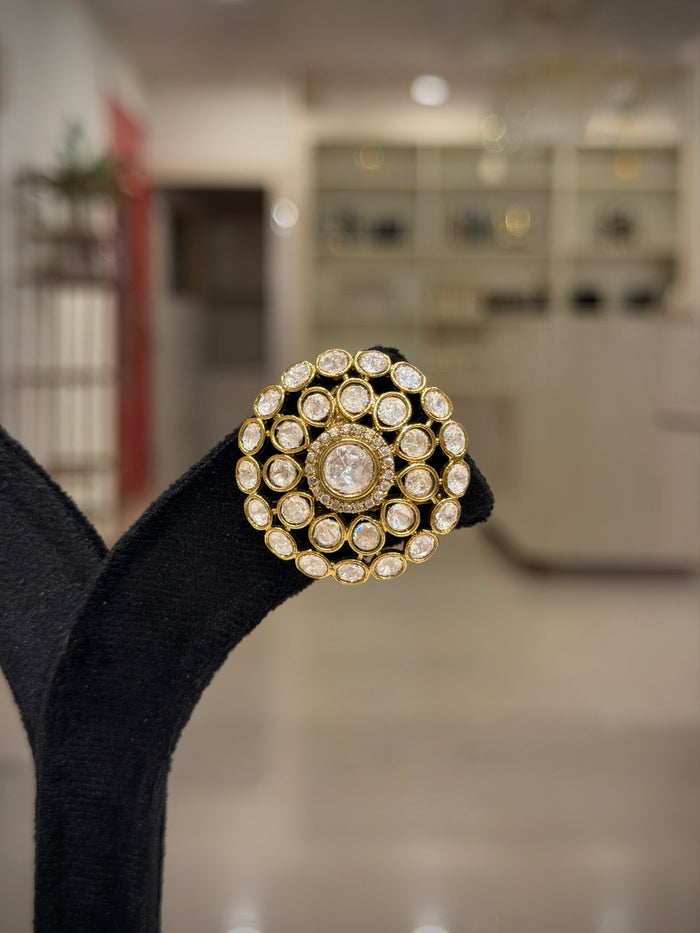 Round Kundan Mandala Stud Earrings