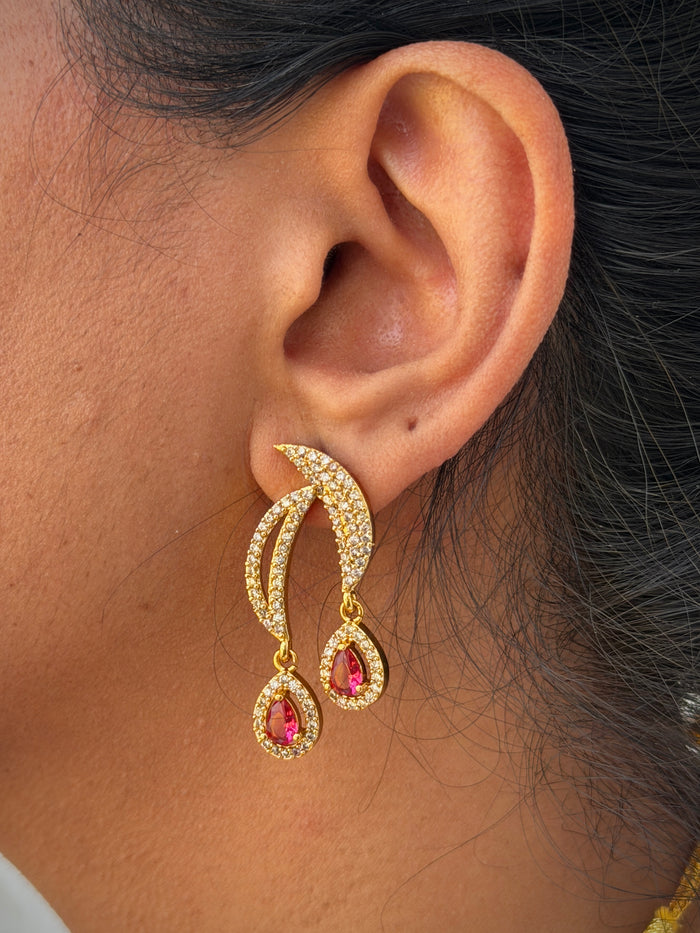 Gold and pink earrings
