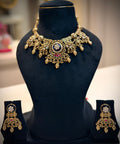 Royal Blue Rajwadi Choker Necklace Set