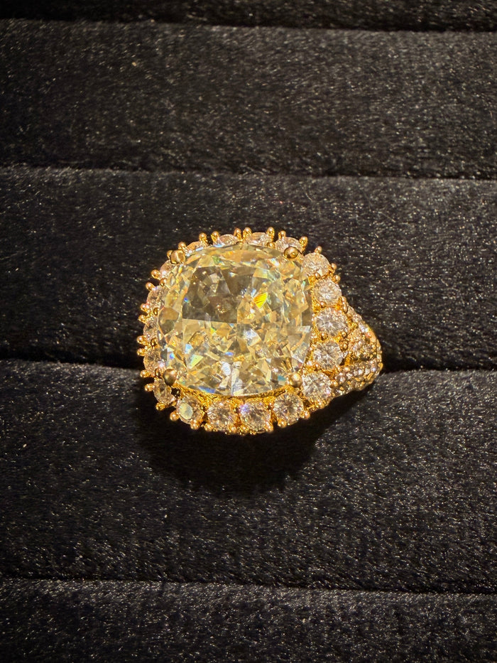 Royal Cushion Crystal Designer Halo Ring