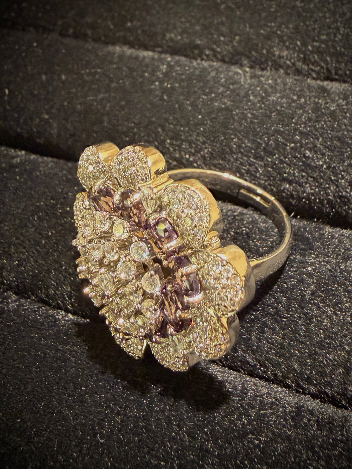 Royal Floral Cluster Ruby & Diamond Ring