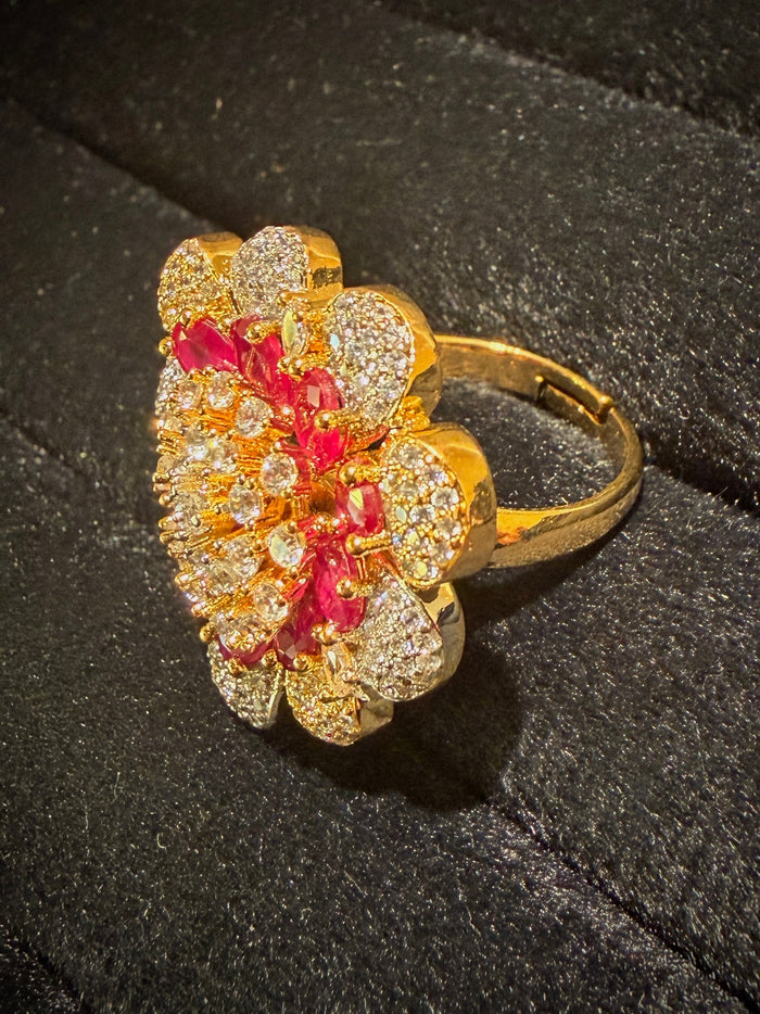 Royal Floral Cluster Ruby & Diamond Ring
