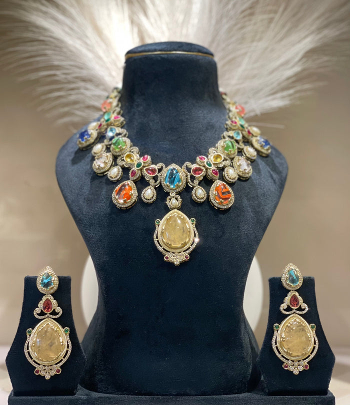 Royal Navratna Necklace Set RM111