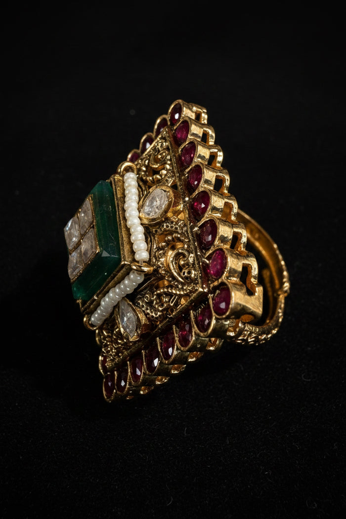 Royal Ruby & Emerald Kundan Ring