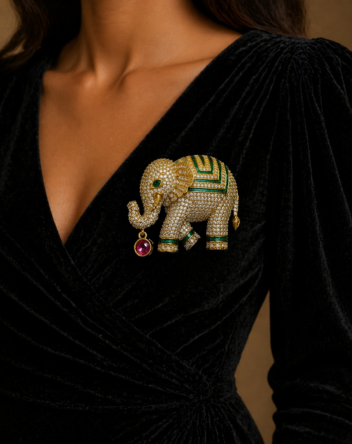 sparkling elephant brooch