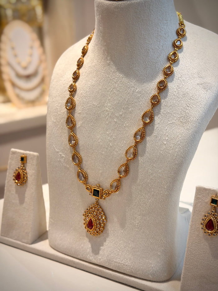 Ruby & Emerald Stone Necklace Set