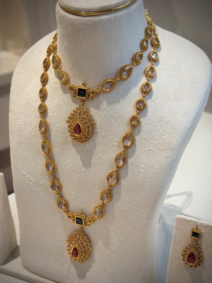 Ruby & Emerald Stone Necklace Set