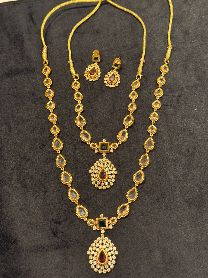 Ruby & Emerald Stone Necklace Set