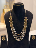 Ruby Floral Multi‑Layer Pearl Necklace Set