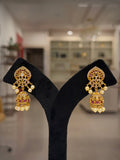 Ruby Kundan Pearl Jhumka Earrings