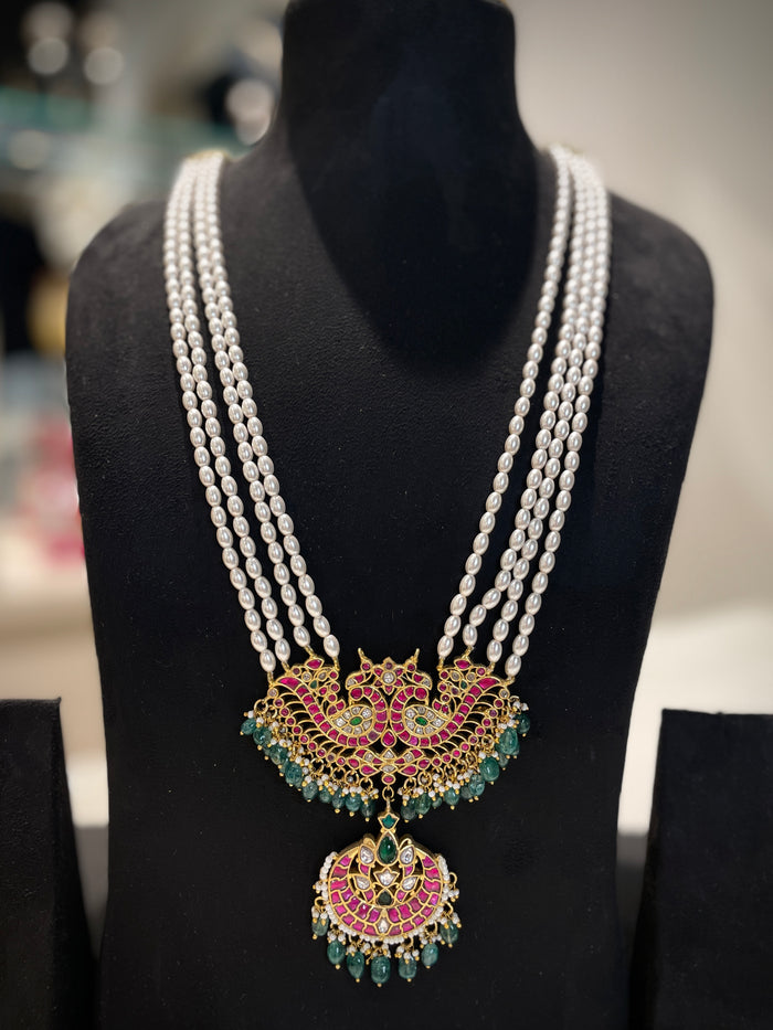 Ruby‑Emerald Jadau Rani Haar Necklace