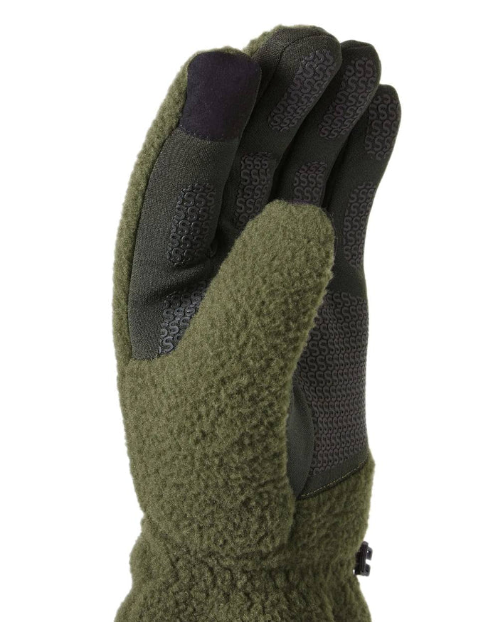 Olive Coloured Sealskinz Hoveton Waterproof Sherpa Fleece Glove on white background #colour_olive