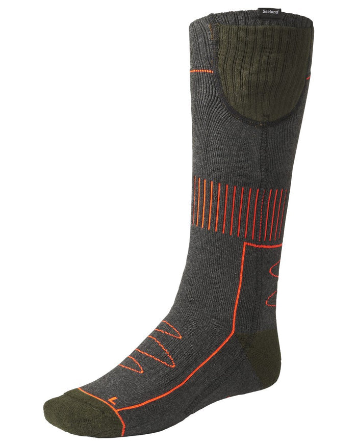 Pine Green Melange coloured Seeland Celsius Heat Socks on white background #colour_pine-green-melange