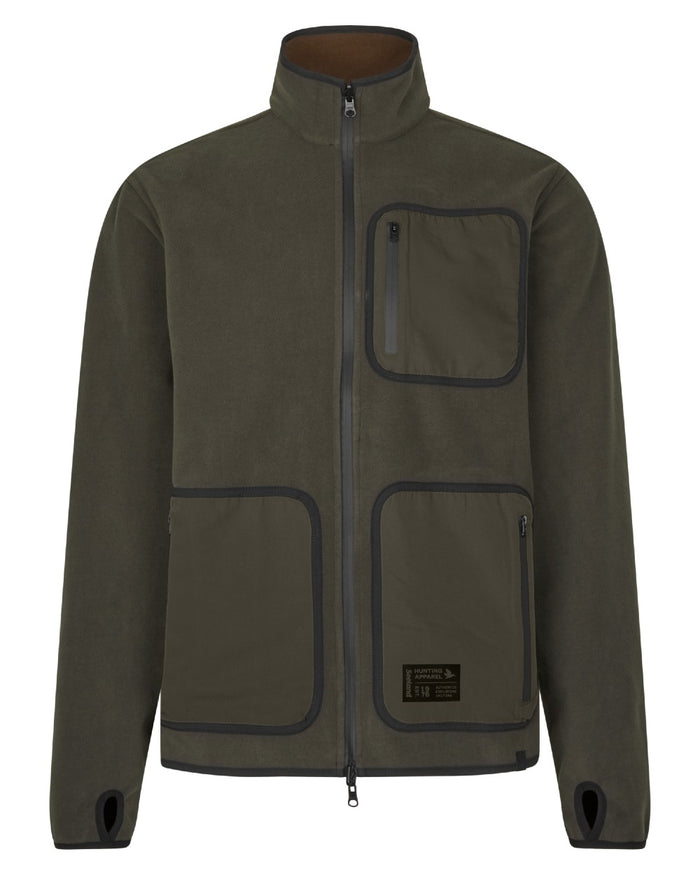 Grizzly Brown Demitasse Brown Coloured Seeland Mens Rogue Solid Reversible Fleece Jacket on white background #colour_grizzly-brown-demitasse-brown